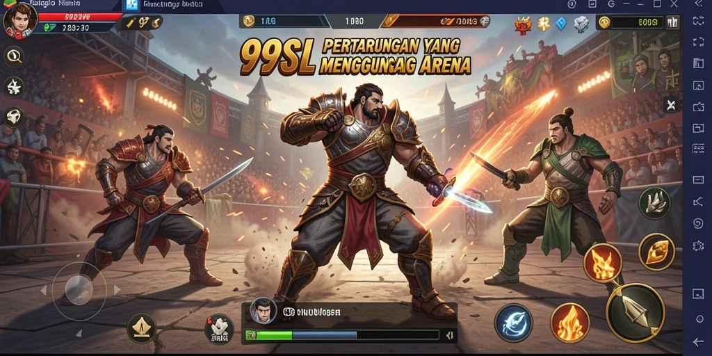 Screenshot 99SL yang menampilkan pertarungan seru di arena.
