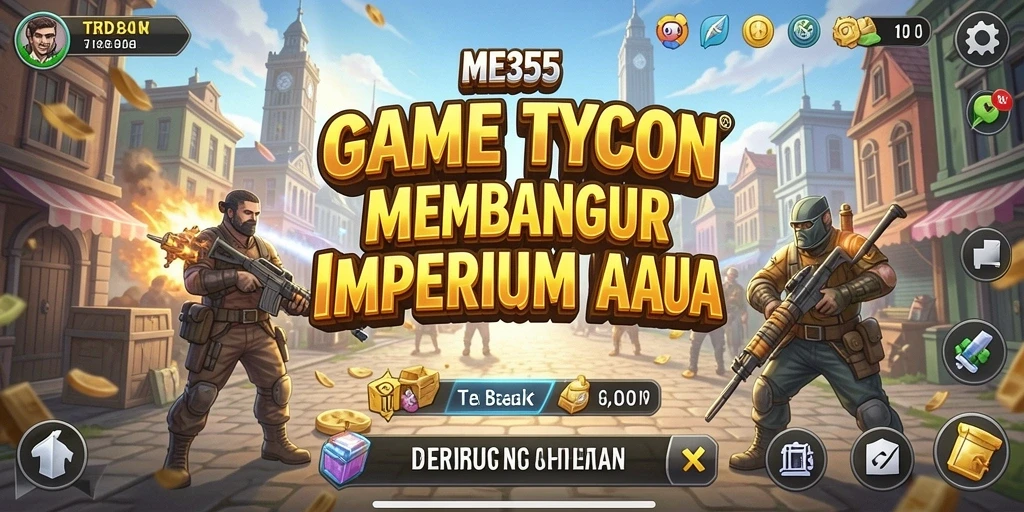 Tampilan gameplay ME355 yang menampilkan pembangunan dan pengelolaan bisnis Tycoon.