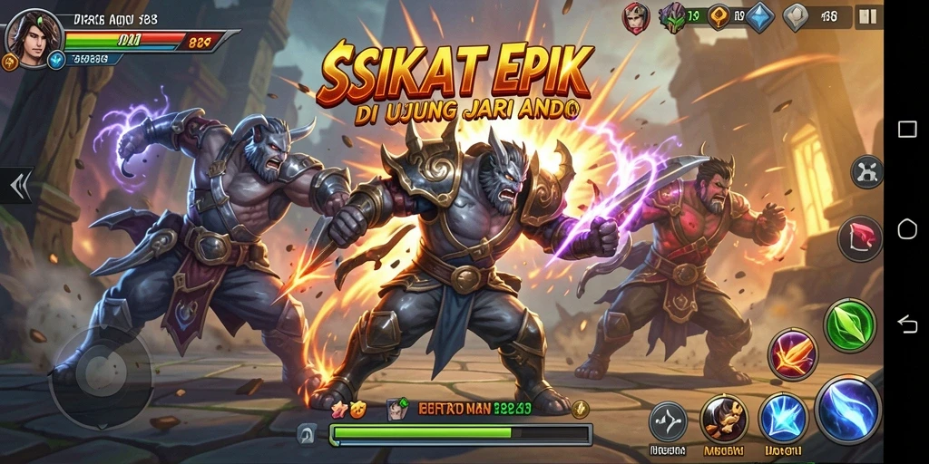 Tampilan gameplay SIKAT88 dengan karakter bertarung di arena.