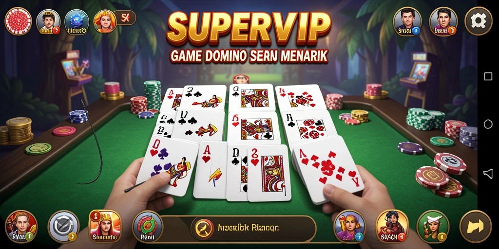 Screenshot gameplay seru dalam SUPERVIP yang menunjukkan aksi permainan Domino.