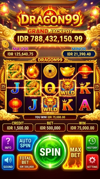 Tampilan antarmuka pengguna aplikasi dragon99 yang menarik.